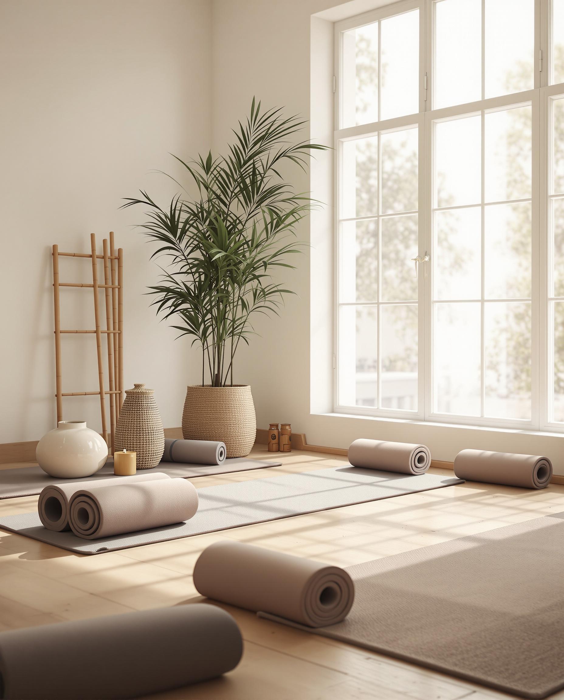 Peaceful yoga studio setting